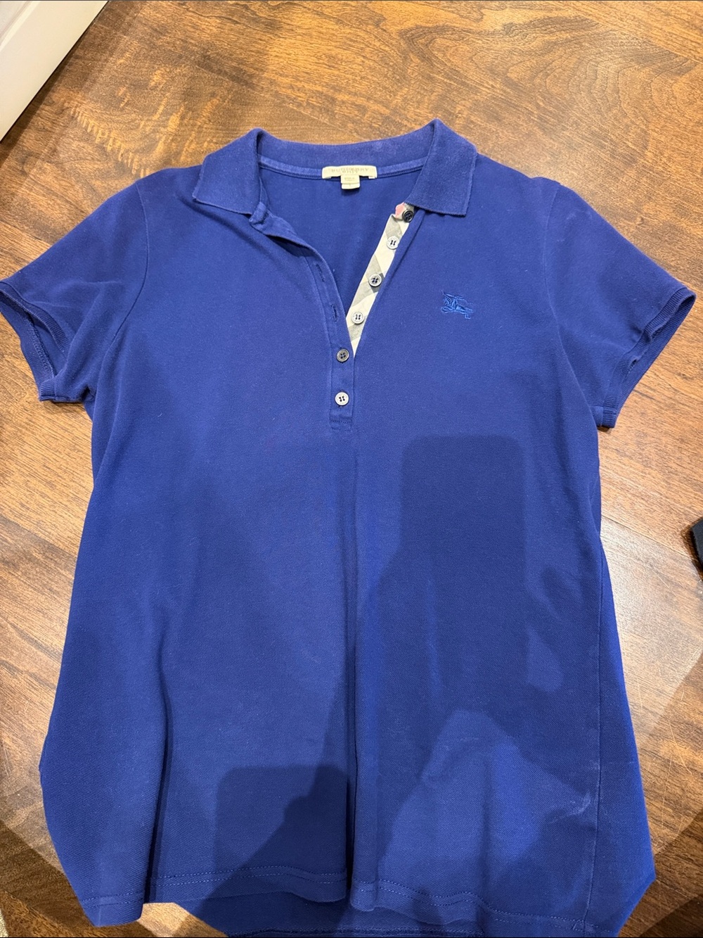 Burberry Royal Blue Short Sleeve Polo Top